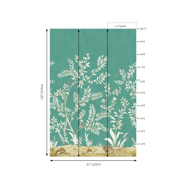 Picture of Vining Beauty Mural - Teal