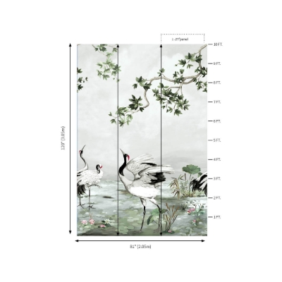 Picture of Crane Mural - Meadow Gray