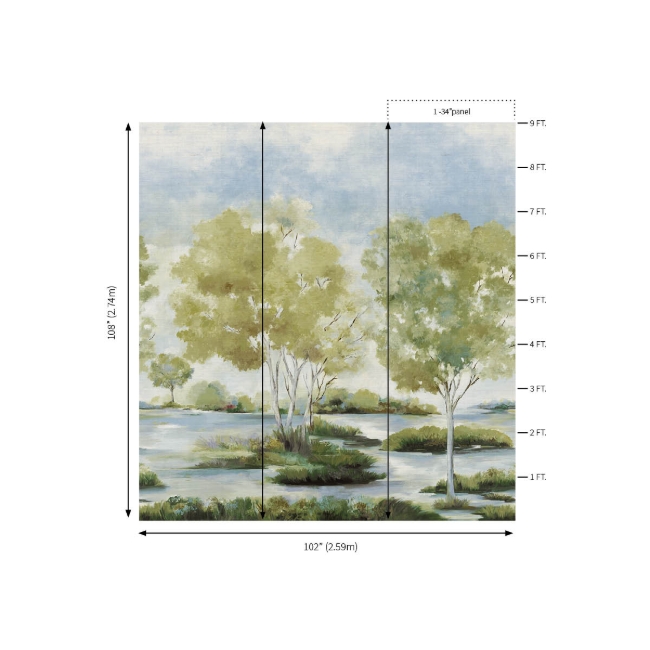 Picture of Savannah Mural - Basil Cream
