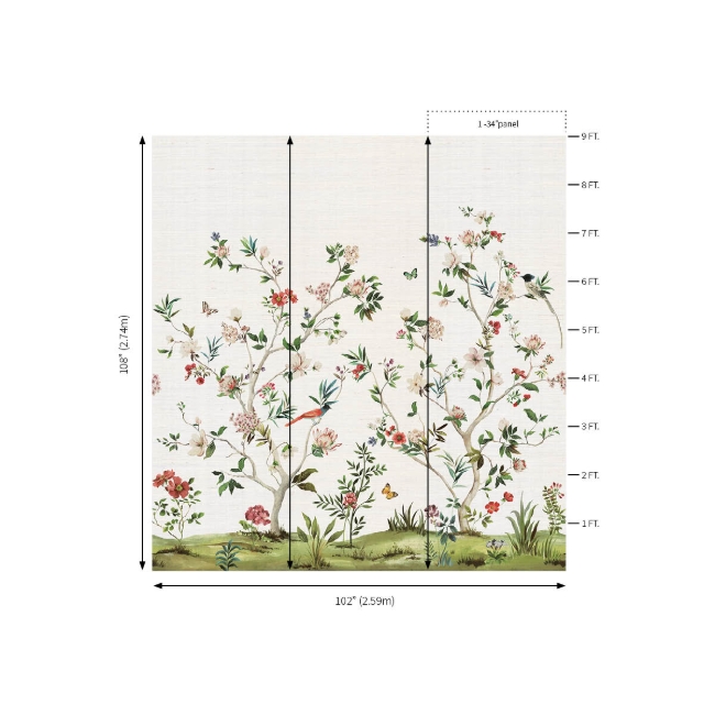 Picture of Chinoiserie Magnolia Mural - Silver