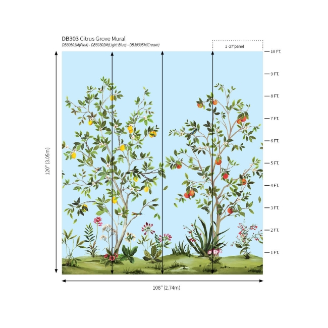 Picture of Citrus Grove Mural - Carolina Blue