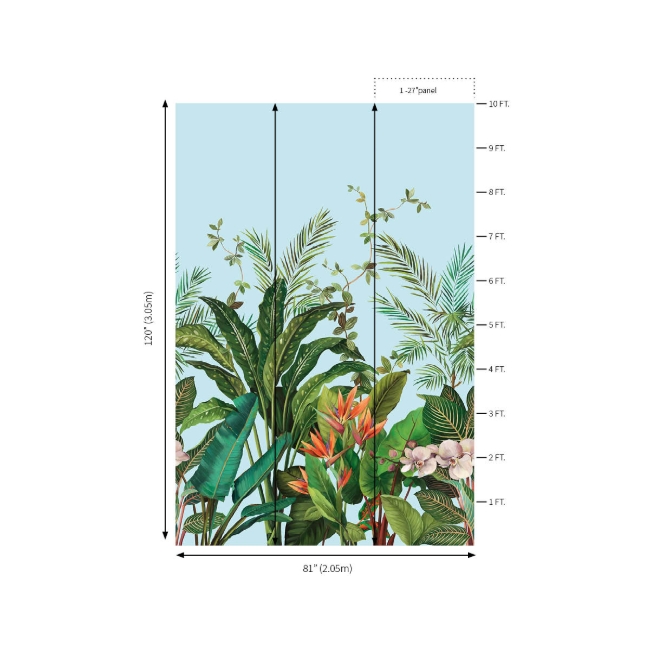 Picture of Bird of Paradise Mural  - Azure Blue