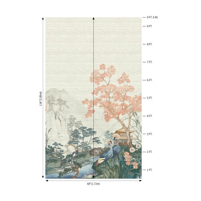 Picture of Akan Mural on Grasscloth - Chino Teal
